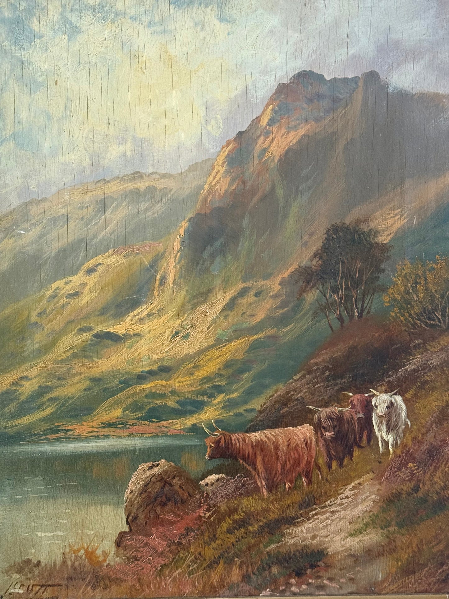 19th Century Highland Cow Painting, Signed J. Scott (2 of 2)