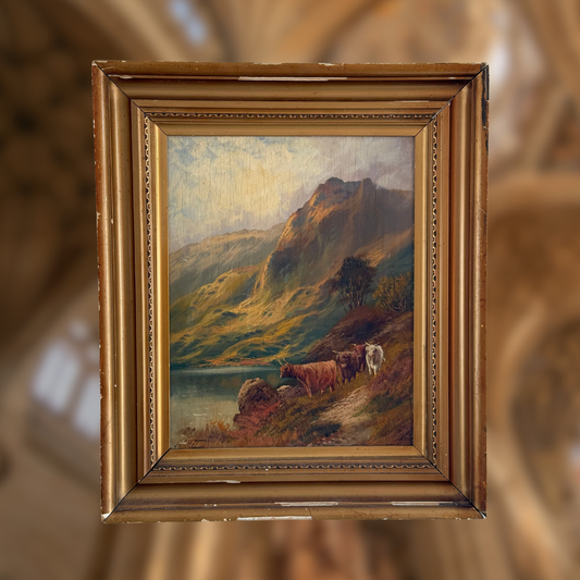 19th Century Highland Cow Painting, Signed J. Scott (2 of 2)