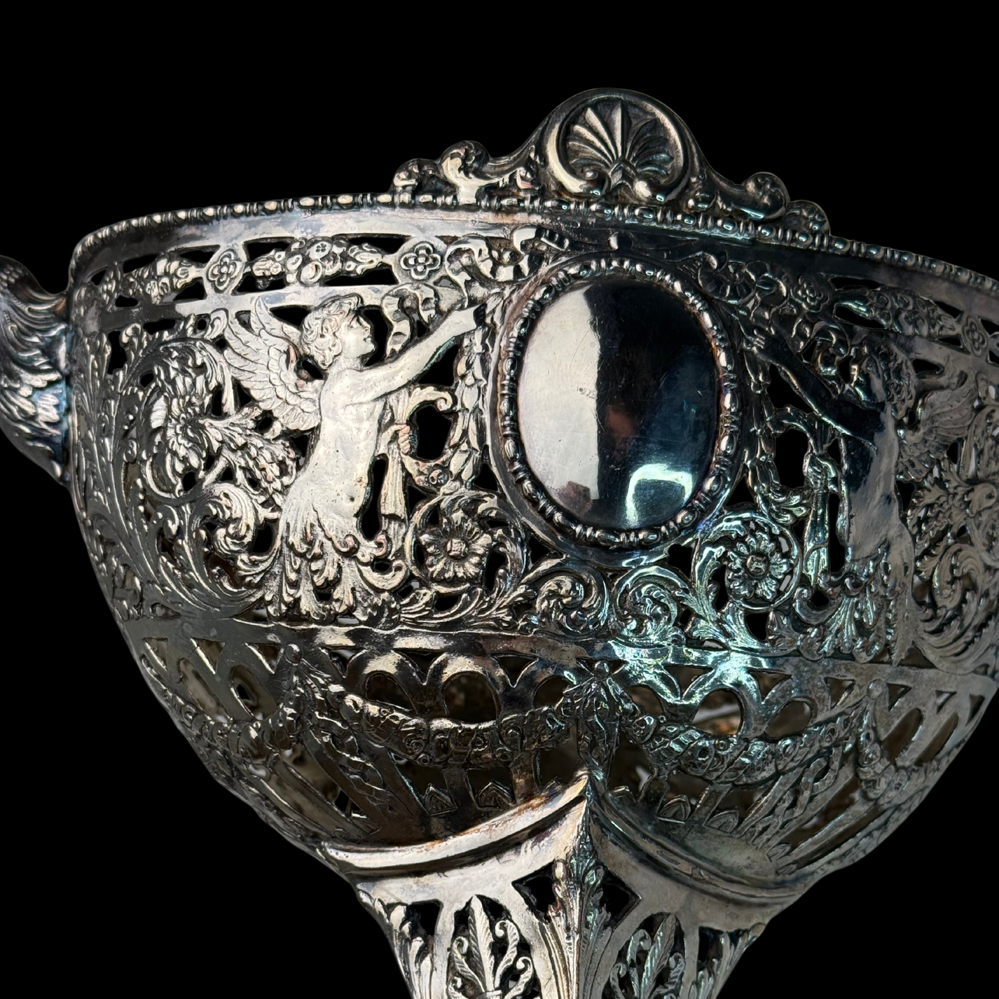 Continental .800 Silver Pierced Repoussé Centerpiece, 19th Century