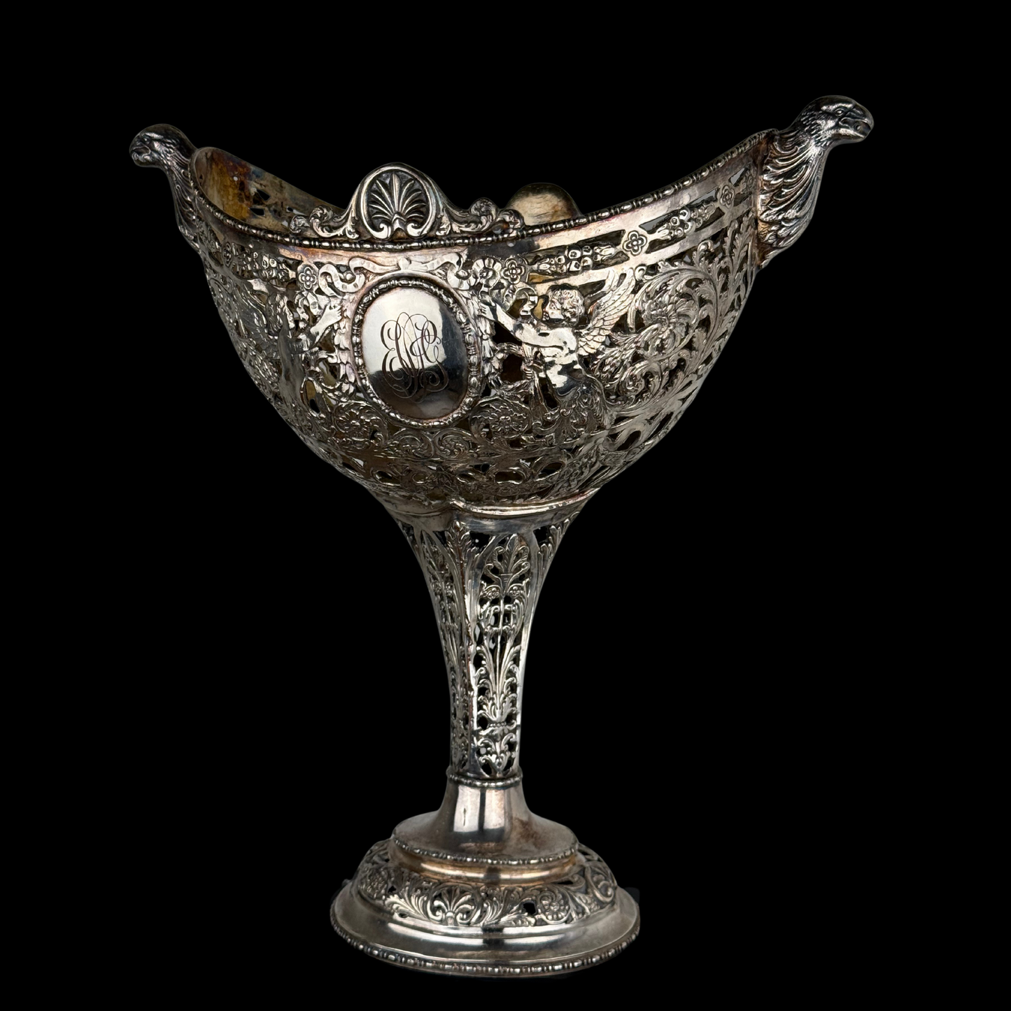 Continental .800 Silver Pierced Repoussé Centerpiece, 19th Century