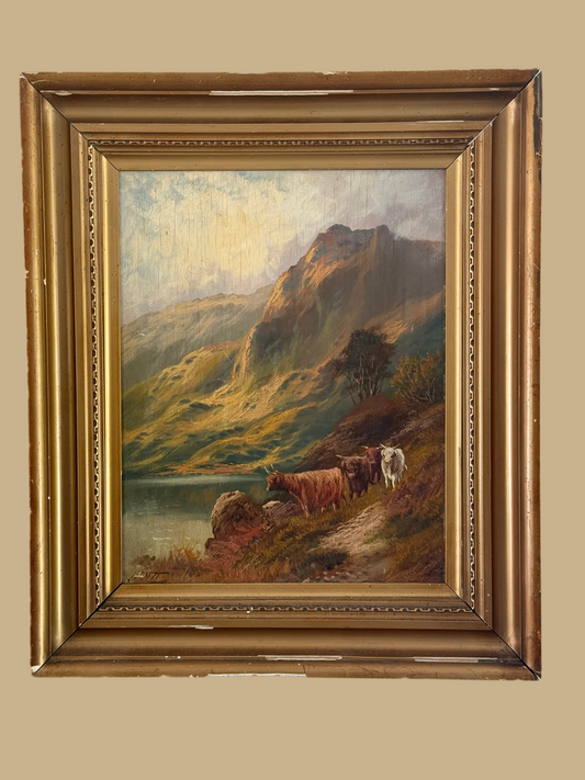 19th Century Highland Cow Painting, Signed J. Scott (2 of 2)