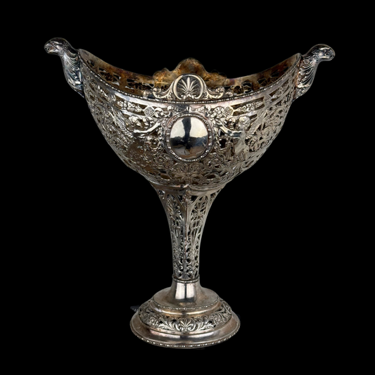 Continental .800 Silver Pierced Repoussé Centerpiece, 19th Century