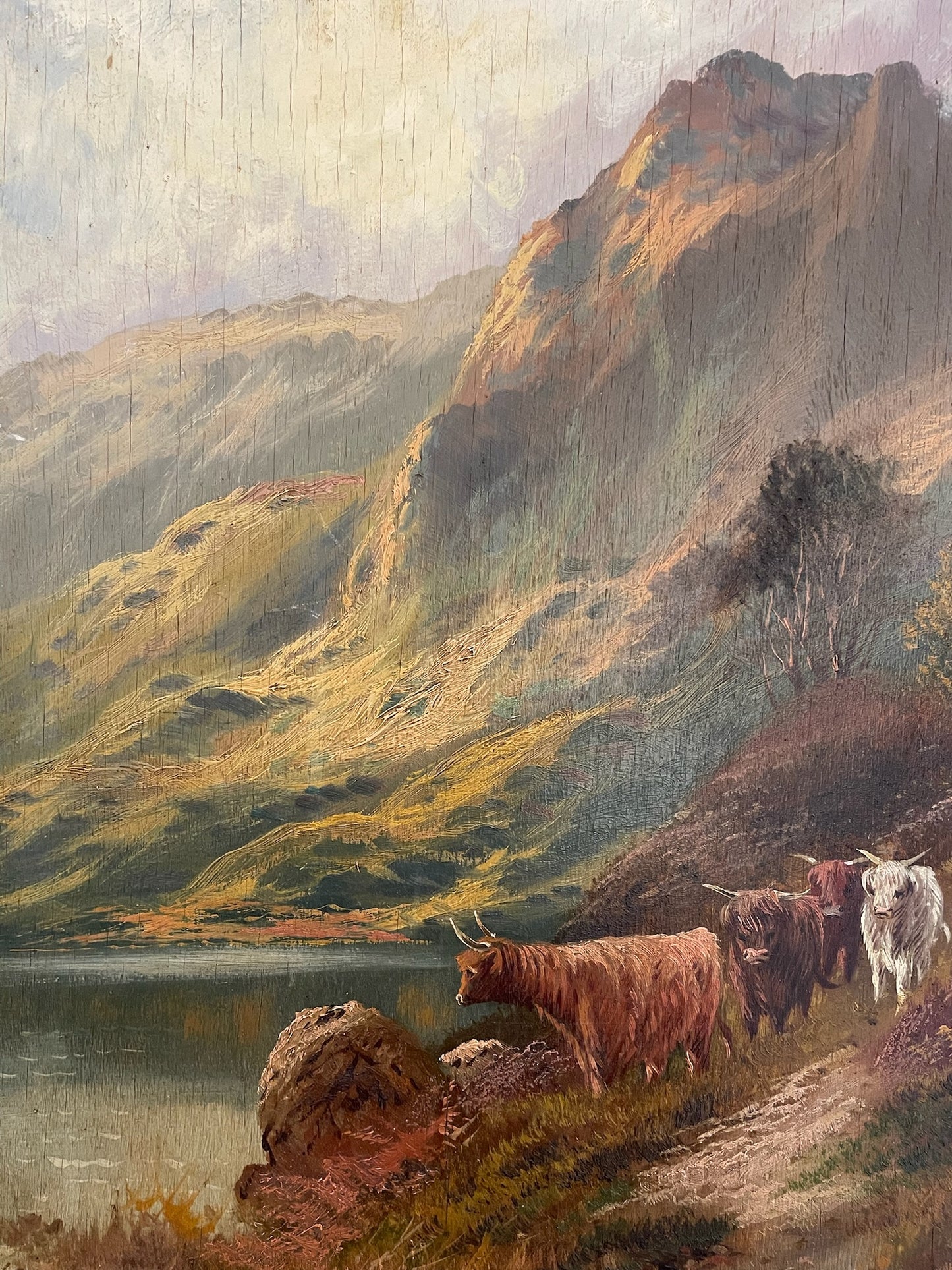 19th Century Scottish Cows on Mountainside Signed J. Scott Painting 2 of 2