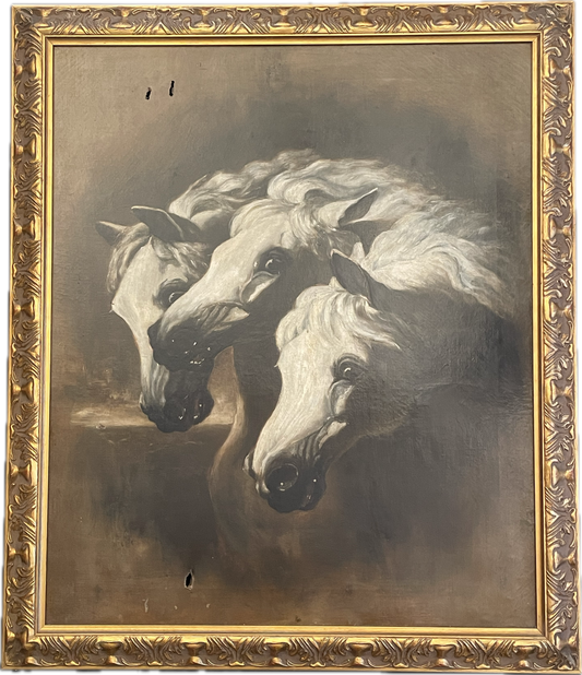 19th Century "Pharaoh’s Horses" by John F. Herring Repro Oil on Canvas