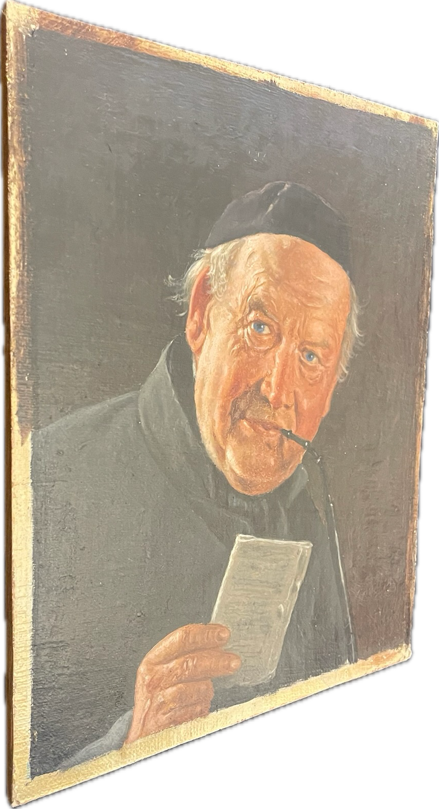 19th Century Monk Portrait Oil on Board