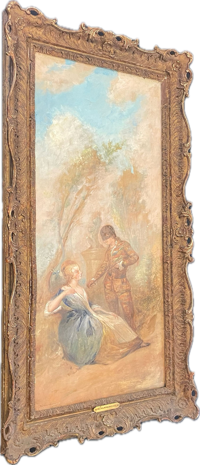 Antique Signed Courtesan Painting by G.H. Andrews