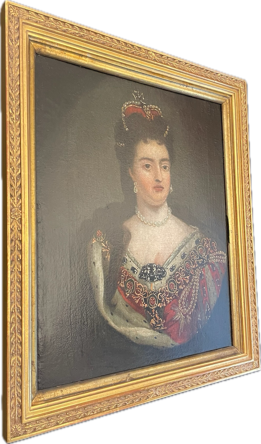 18th/19th Century Queen Anne Coronation Portrait Oil on Canvas