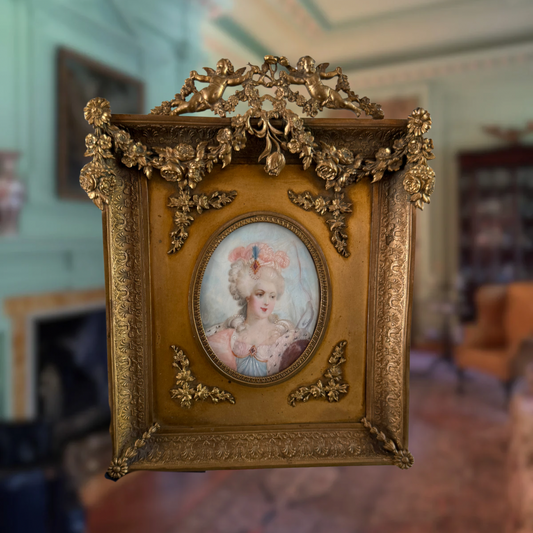 18th/19th Century Hand-painted Portrait with Gold Dore Frame